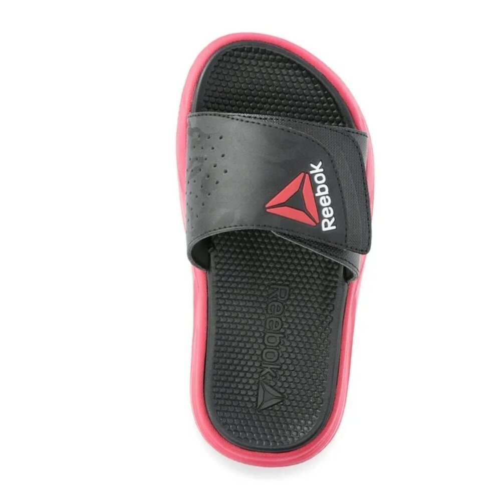 NWT Reebok Little Boys Dual Density Slides Size 3 - Red & Black - Slip On Style